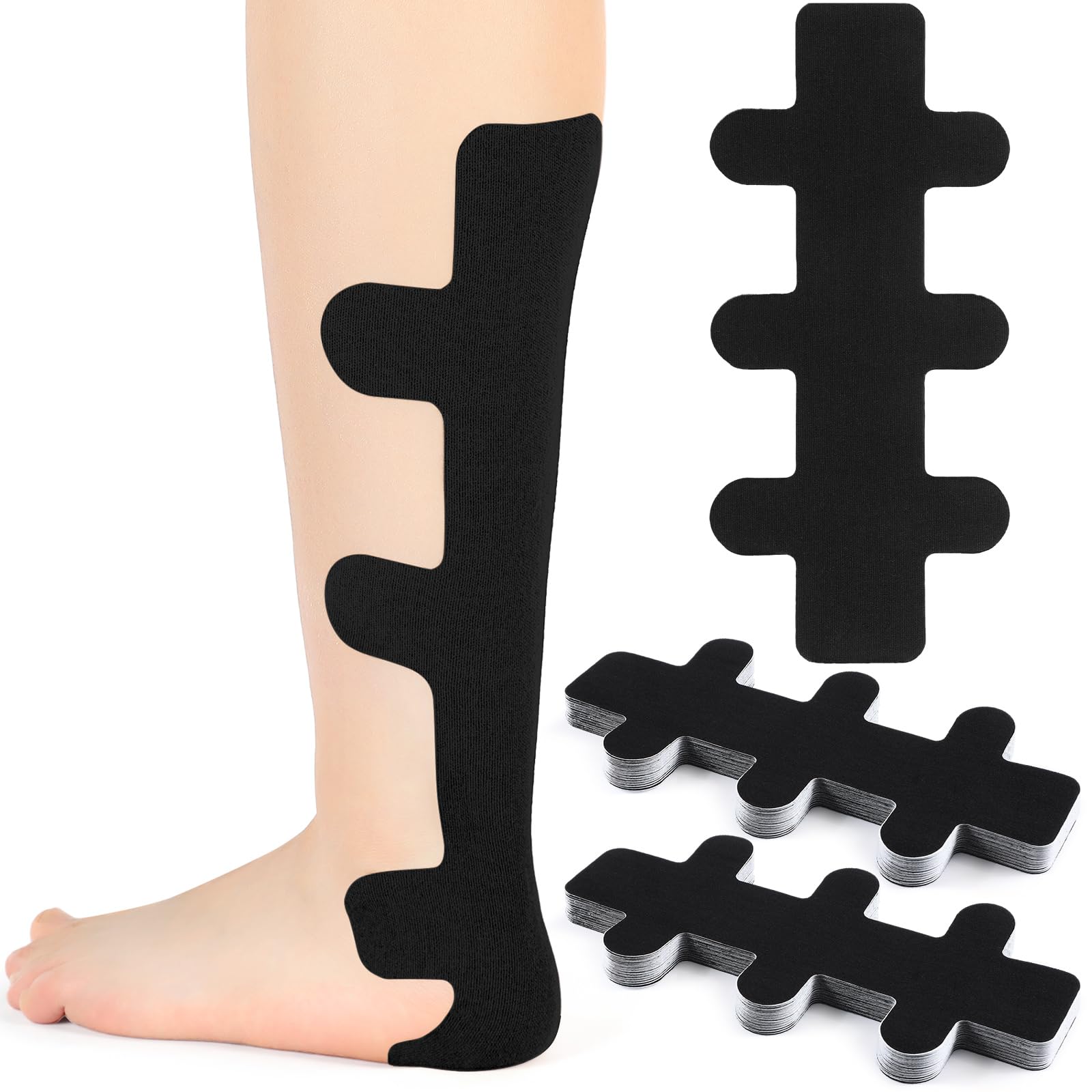 Photo 1 of Aurelema 30 Pcs Achilles Tendonitis Kinesiology Tape Precut Achilles Tendon Ankle Tape Latex Free for Sprained Ankle Relief Muscle Support Foot Pain Athletic Sport(Black)