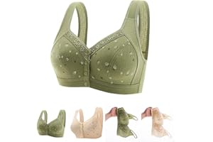 GAEXIA Daisy Bra, Daisy Bras for Older Women, Daisy Bra for Seniors Front Closure Sports Bra Comfort Easy Close Wireless Bra