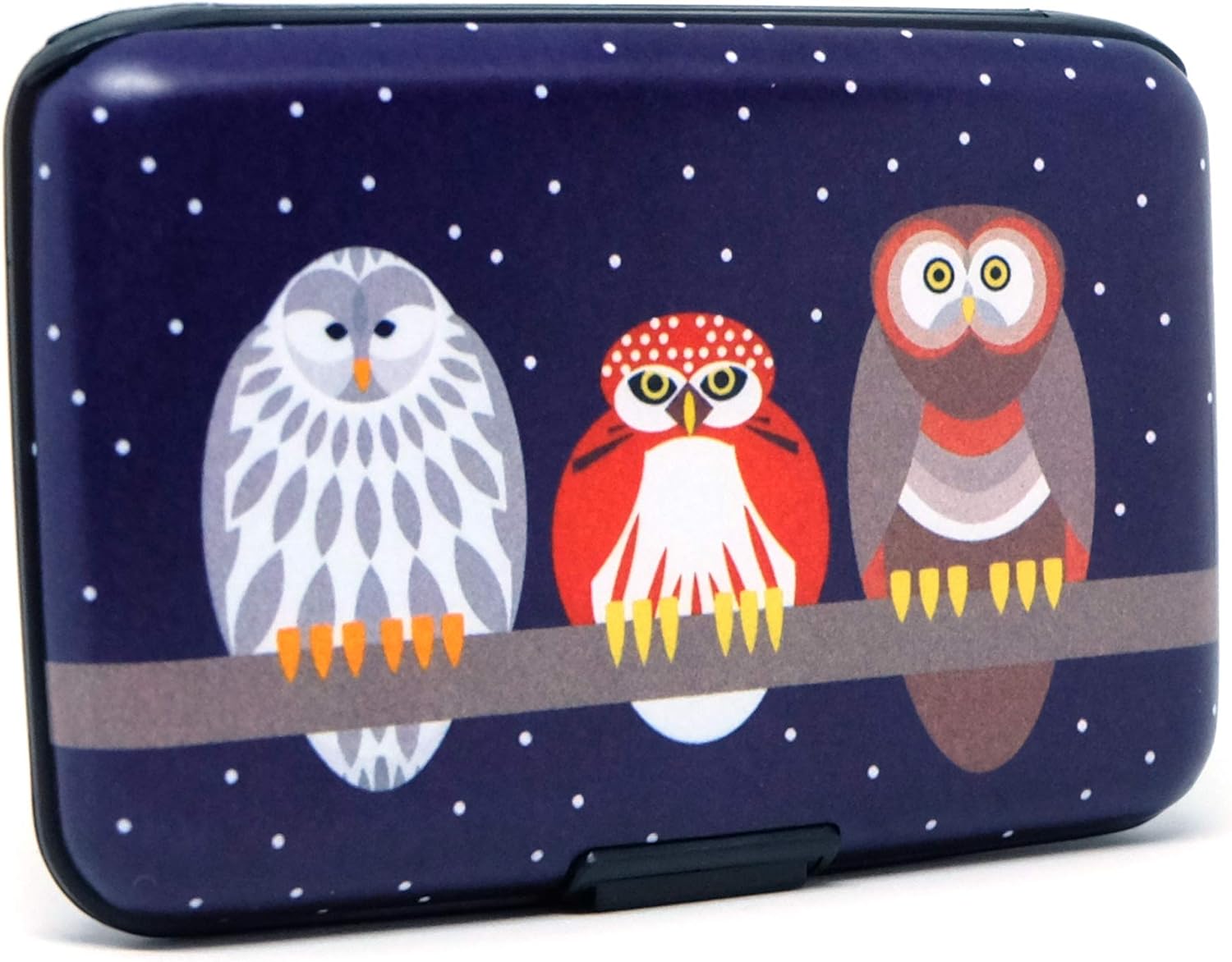 Aluminium RFID Blocking Card Wallet - Credit Card Holder Owls Womens Business Card Holder, Blue Owls, 11 cm x 7 cm x 1.7 cm - Image 3