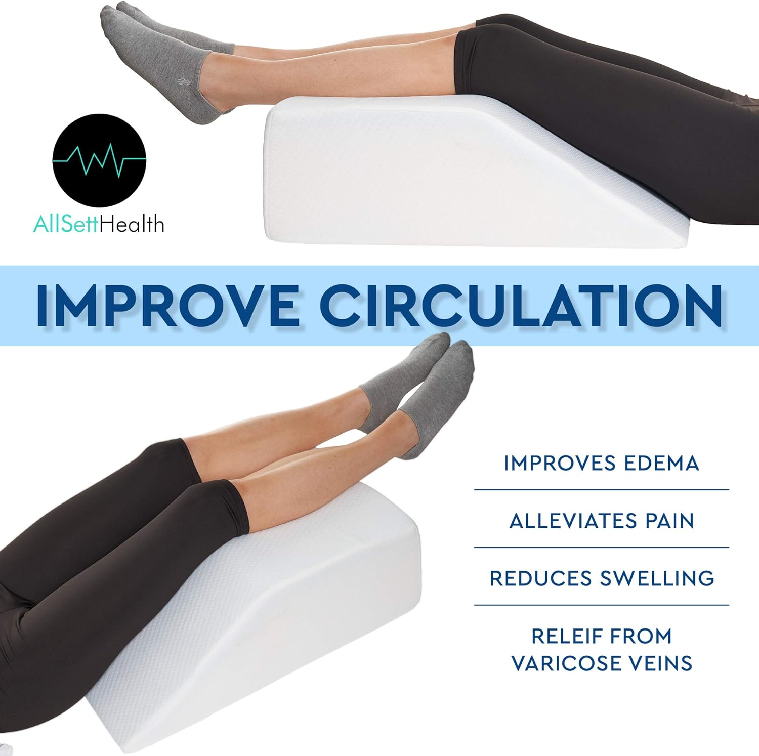 Leg Elevation Pillow - Cooling Gel Memory Foam Top, High-Density Leg Rest Elevating Foam Wedge- Relieves and Recovers Foot and Ankle Injury, Leg, Hip and Knee Pain, Improves Blood Circulation: Kitchen & Dining