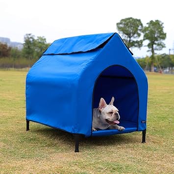 AmazonBasics Elevated Portable Pet House - Small, Blue