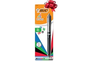 BIC 4-Color Grip Retractable Ball Pens, Medium Point (1.0 mm), 1-Count Pack, Multicolor Pen With Retractable Ball Pen With Lo