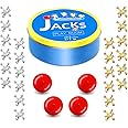 Sisland Metal Jacks Game with Ball Set, Old School Jax Game Toy for Kids Adults, Vintage Retro Board Games, Classic Old Fashioned Table Game for Family Game Night (24 Jacks + 4 Balls)
