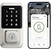 Weiser Halo Satin Nickel WiFi Smart Lock, Keyless Entry Door Lock, Touchscreen Keypad Door Lock, 鶹 Alexa & Google Assist