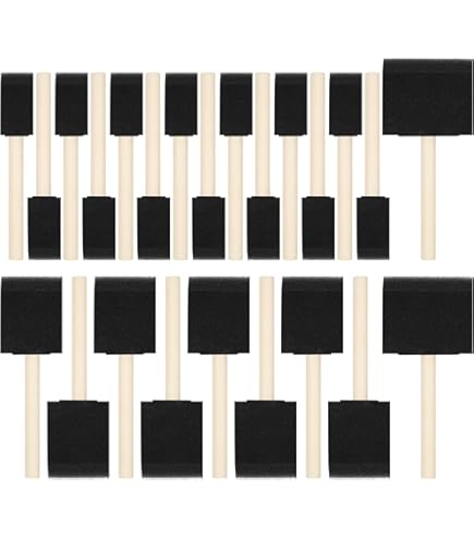 20 Pcs Pinceaux Éponge Mousse Avec Manche Bois - Idéal Peinture Vernis Artisanat Pinceaux éponge Manche Bois