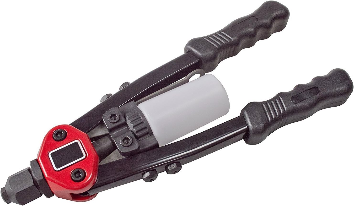 Rivet Gun - 13-inch Heavy Duty Hand Pop Riveter Rivet Gun with Excellent Leverage Design and Adjustable Sleeve Including 5 Replaceable Nosepieces, for Automotive, Metal and Duck Work (Red)
