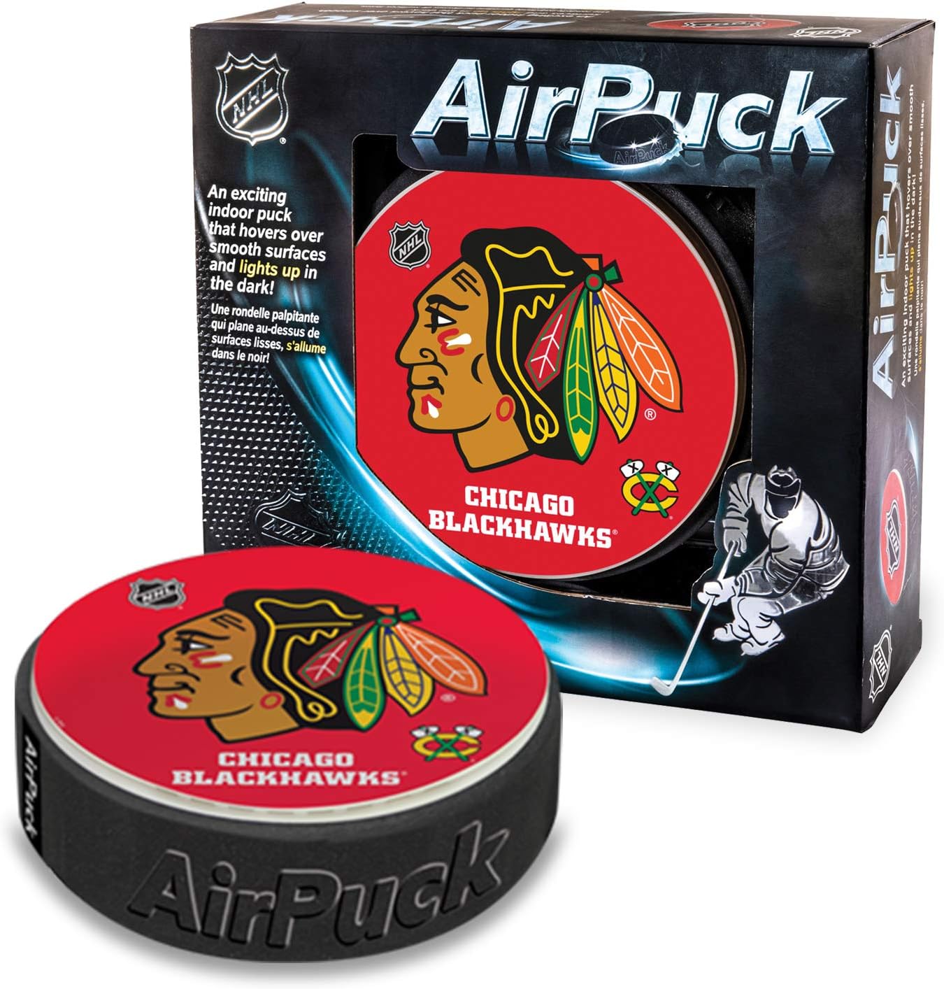 NHL Hockey Air Pucks Chicago Blackhawks Hockey Team - LED Hockey Puck & Indoor Hockey Pucks - Air Hockey Games for Kids - Fun Kids Hockey Toys : Sports & Outdoors