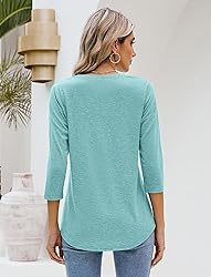 Sherosa Womens Summer Tops 3/4 Sleeve V Neck Loose