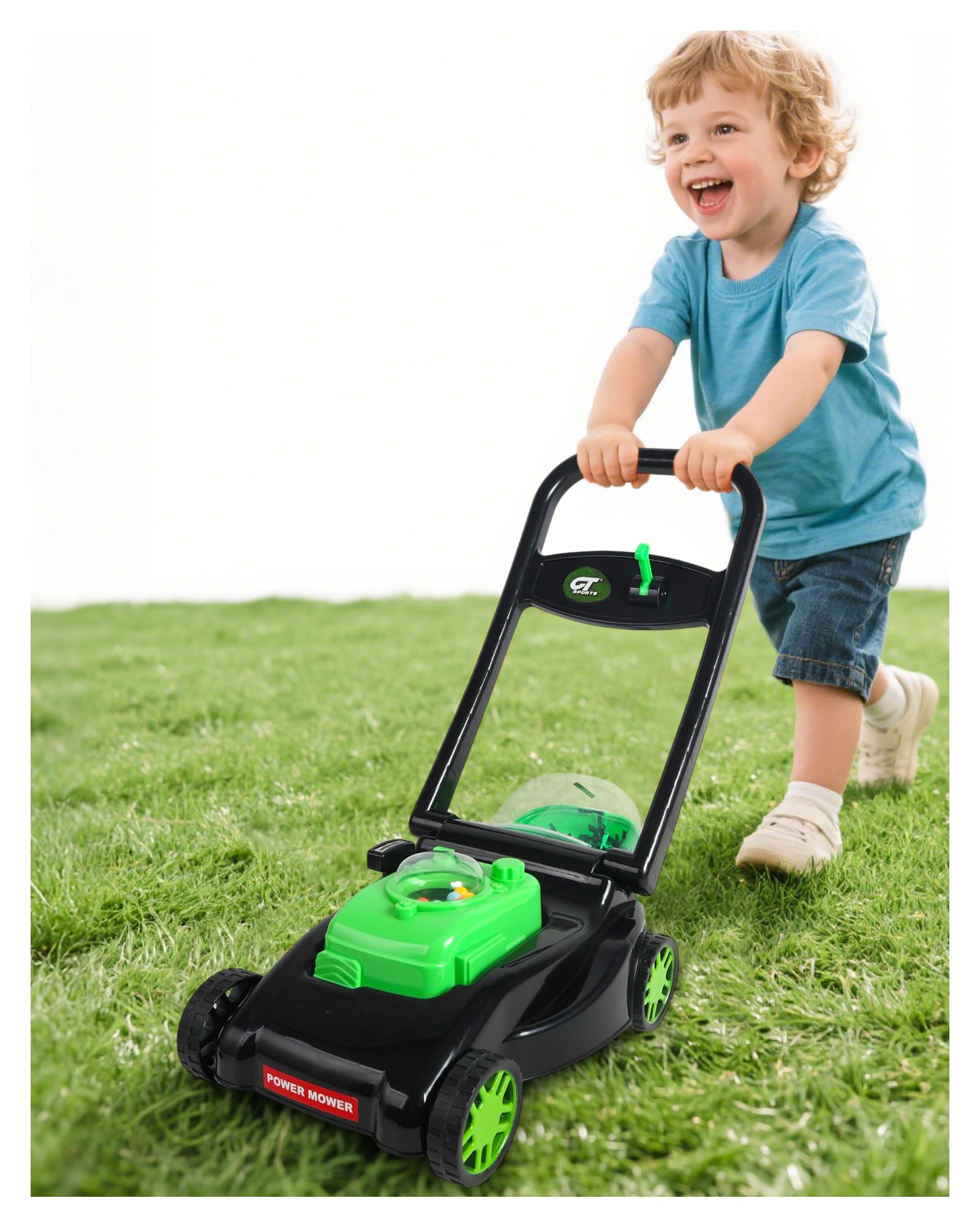 Kids Lawn Mower with Realistic Grass-Cutting Action and Sounds – No Batteries Required | Fun Outdoor Push Toy, Birthday Gift & Holiday Present for 3, 4, 5, 6, 7, 8 Year Old Boys and Girls (Black)