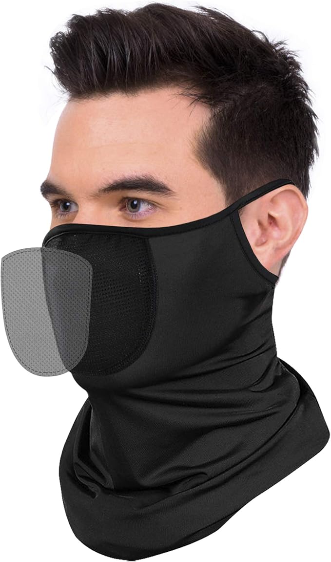 Neck Gaiter with Ear Loops & 2 Filters, Reusable Face Cover