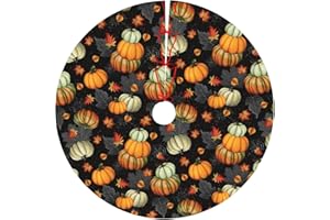 ODFOVOWO Thanksgiving Fall Tree Skirt Maple Leaf Pumpkin Spider Web Christmas Tree Skirt Xmas Tree Mat Halloween Christmas Tree Ornaments Decorations Holiday Party Indoor Outdoor 36"