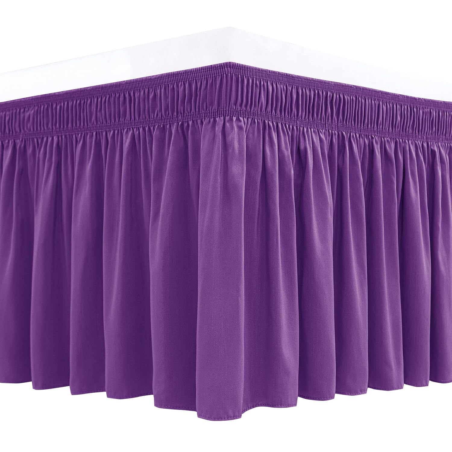 Photo 1 of Biscaynebay Wrap Around Bed Skirts for King & Cal King Beds 15" Drop, Eggplant Adjustable Elastic Dust Ruffles Easy Fit Wrinkle & Fade Resistant Silky Luxurious Fabric Machine Washable