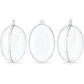 Set of 3 Clear Plastic Egg Ornaments 4.35 Inches (100 mm)