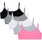 Sweet & Sassy Girls Training Bra - 5 Pack Crop Cotton Bras - Cami Training Bras for Girls (Sizes: S-L)