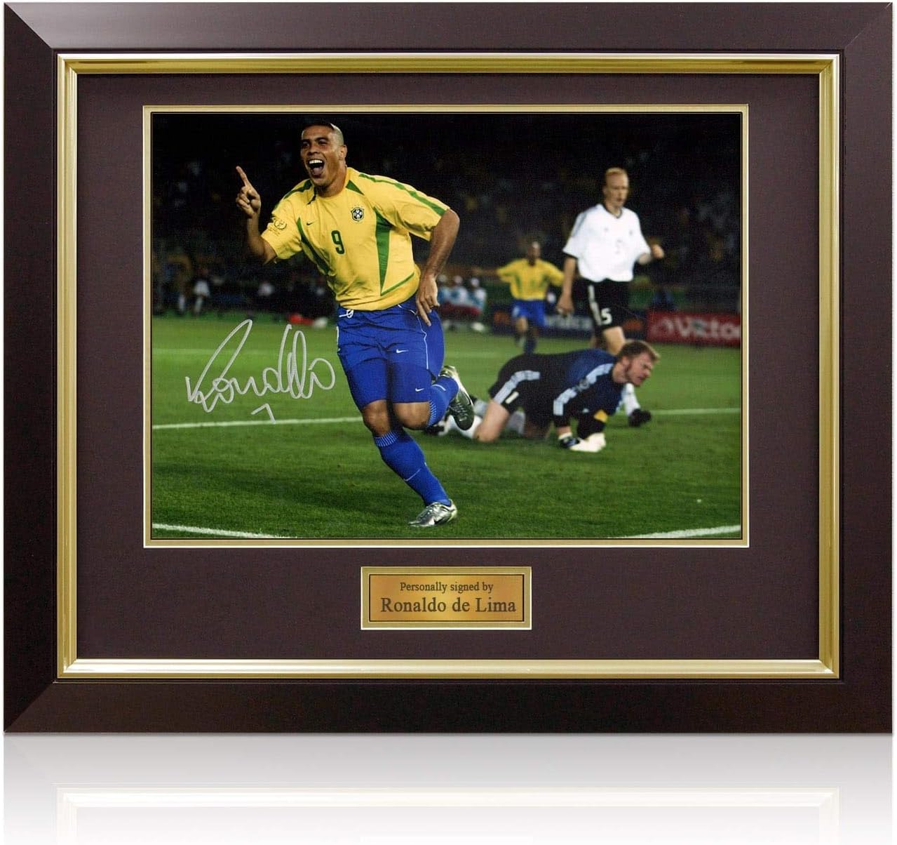 Ronaldo de Lima Signed Brazil Football Photo: World Cup Final Goal. Deluxe Frame