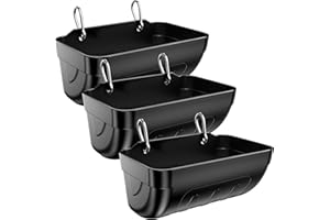 Tiflev Goat Feeders Hanging 3 Pack 3.5 Quart, Chicken Waterer Feeder Trough for Poultry Livestock Black