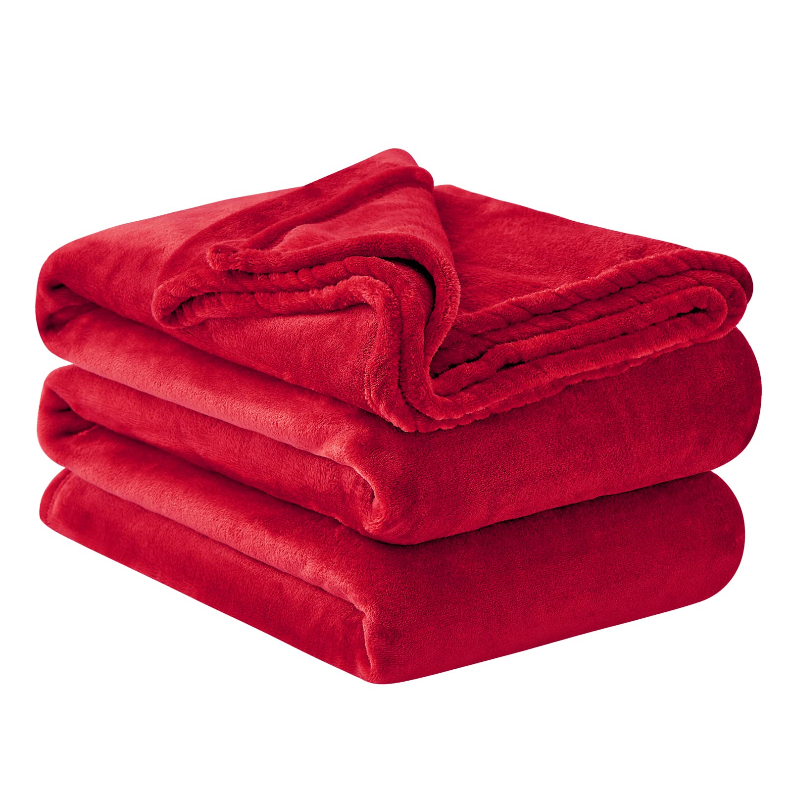 Aisbo Fleece Throw Blanket Red - Versatile Soft Warm Super King Size Blanket Fluffy Extra Large Throws for Bed, Cozy Solid Flannel Blanket for Sofa Couch, 230x270cm
