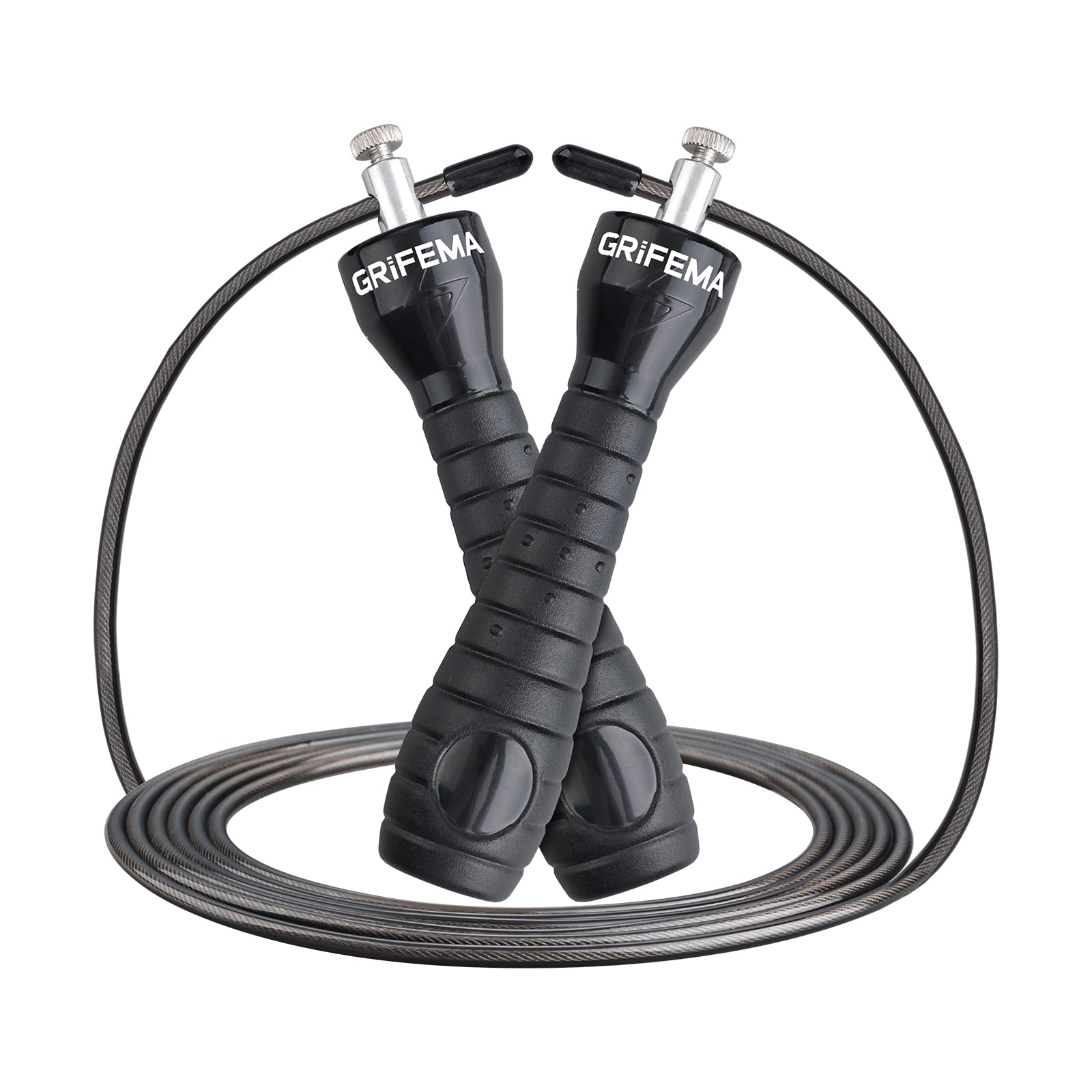 GRIFEMA GA5005 Skipping Rope For Adults Kids Fitness, Speed Jumping Rope, Weighted Boxing Skipping Rope, Length Adjustable, Black
