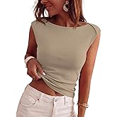 BTFBM Women's Ribbed Tank Tops 2026 Summer Cap Sleeve Boat Neck Slim Fitted Knit Basic Casual Tee Shirts Fashion Clothes