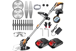 Windpost Electric Weed Wacker,650W Cordless Weed Eater,24V String Trimmers,Weed Wacker Cordless with Battery and Charger for Home Garden, Lawn, Yard