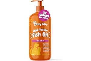 Zesty Paws Wild Alaskan Fish Oil for Dogs & Cats - Pollock & Salmon Oil Blend - Omega 3 Fatty Acids EPA & DHA for Pets - for Sensitive Skin + Coat Health - Immune System Support - 32 fl oz