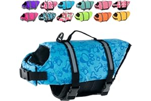 Doglay Dog Life Jacket, Dog Life Vest for Swimming Boating, Adjustable Puppy Life Jacket with Reflective Stripes, Superior Buoyancy Dog Swimming Vest for Small Medium and Large Dogs