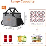 Lifewit 9L Insulated Lunch Bag Grey 12 Cans Cooler Everyday Use view 4