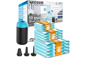 VMSTR Vacuum Storage Bags with Electric Pump - Vacuum Sealer Bags(4Jumbo/3Large/3Medium), Travel Luggage Packing for Clothes and Clothing, Vacuum Seal Bags for Bedding, Comforters, Duvets, Blankets, Pillow