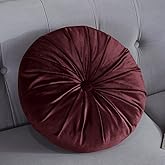 vctops Christmas Round Velvet Solid Color Chair Cushion Pumpkin Pleated Throw Pillow Home Decorative Floor Pillow Diameter 15" Red