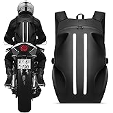IMAGOA Motorcycle Backpack for Men, Waterproof Helmet Backpack with Reflective & Laptop Pocket, Large Motorcycle Bag Helmet Bag for Travel Daily Trips Office Trips, Black