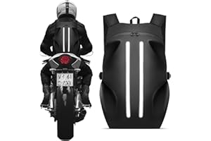 IMAGOA Motorcycle Backpack for Men, Waterproof Helmet Backpack with Reflective & Laptop Pocket, Large Motorcycle Bag Helmet Bag for Travel Daily Trips Office Trips, Black