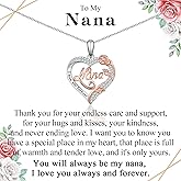 ACOGVN Nana Mom Daughter Necklace Gifts for Nana Grandma Grandmother Mom Daughter, To My Nana Mom Daughter Rose Heart Pendant Necklace Gifts -Birthday Christmas Wedding Retirement Gifts for Women Teen Girls Her