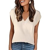 Allegra K Women's V Neck Sweater Vest 2025 Ribbed Knit Sleeveless Casual Loose Fit Pullover Sweaters Top
