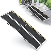WheelX 8 Feet Portable Wheelchair Ramp, 600 LBS Capacity Folding Aluminum Threshold Ramp with Anti-Slip Surface, Mobility Access Handicap Ramp for Home Steps, Doorway, Stairs, Doorways, Scooter