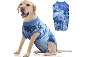 FUAMEY Recovery Suit for Dogs After Surgery,Soft Breathable Dog Bodysuit E-Collar & Cone Alternative Surgical Suit,Male Female Dog Neuter Spay Suits Anti Licking Wounds Onesie Blue Tie Dye XL