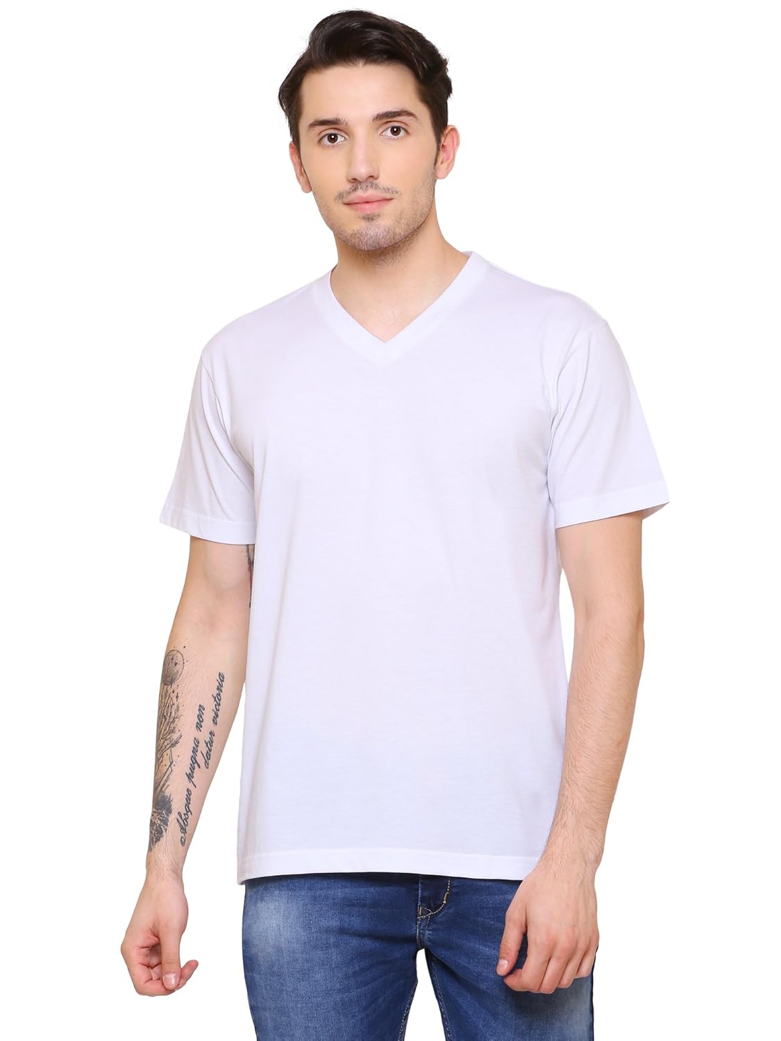 bouldfit men's v-neck t-shirt solid (colour - white)