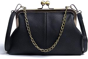 Lanpet Women Classical Kiss Lock Clutch with Chain Strap Shoulder Bag Purse Wallet