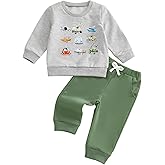 MERSARIPHY Toddler Baby Boy Clothes Fall Winter Outfits Truck Printed Long Sleeve Sweatshirt Tops Joggers Pants Set Sweatsuit
