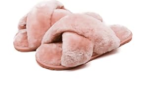 Crazy Lady Women's Fuzzy Fluffy House Slippers Cute Plush Memory Foam Shoes Cross Band Indoor Outdoor Open Toe Sandals