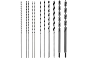 WILDBOSSY Extra Long 12" Brad Point Wood Drill Bit Set 12PCS (1/8"-1/2") Carbon Steel Long Drill Bits for Wood, Hardwood, Plywood, Plastic