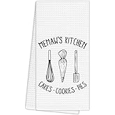 EGBTL Memaw Gifts Kitchen Towels, Mother's Day Grandma Gifts from Grandkids Hand Towels for Bathroom Decor, Memaw's KitchenCakes Cookies Pies KitchenDishcloths Dish Towel for Kitchen 16x24 Inches