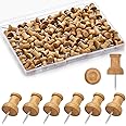 100Pcs Wood Push Pins, Thumb Tacks for Decorative, Wooden Pins and Tacks, Cork Board Thumbtacks, Cute Thumbtack for Wall and Bulletin Board, Map Pins
