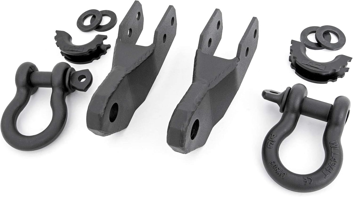 Rough Country Tow Hook Shackle Mount Kit w/DRings & Rubber