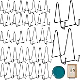 Hoteam 20 Pack Plate Stands for Display, 10 Pcs 4 Inch Metal Frame Plate Holder Display Stand and 10 Pcs 6 Inch Easel Rack for Pictures Photo Decorative Dish Collectibles Tabletop Art(Black)