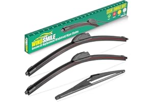 WINDSMILE 26" 17" 12" Windshield Wiper Blades Replacement for Nissan Rogue 2014 2015 2016 2017 2018 2019 2020 2021 2022 2023 Premium All Weather Front Rear Wipers Set - OEM Quality (Pack of 3)