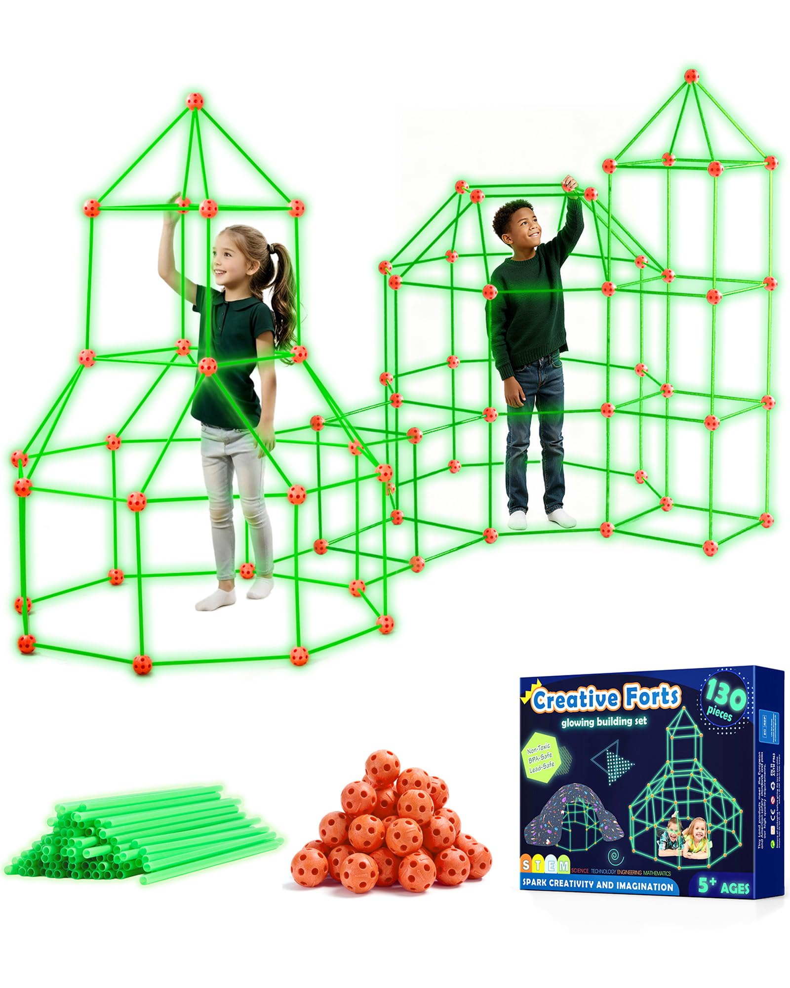 Tiny Land Glow Fort Building Kit for Kids Creative Fort Indoor ...