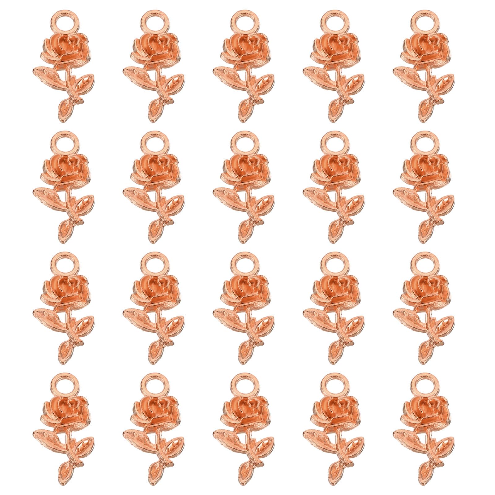 PATIKIL Rose Charm, 50Pcs Mini Rose Flower Pendant Charm Bulk Vintage Metal Designer DIY for Making s s Wedding Crafts, Rose Gold — image 1