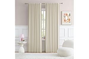 DUALIFE Buttercream Beige Curtains 63 Inch Length 2 Panels Set Room Darkening Window Drapes for Bedroom 52 x 63 Inches Long Back Tab Loop Pocket