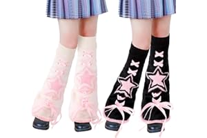 Junely 2 Pairs Leg Warmers for Women Kawaii Leg Warmer Cute Legwarmers Japanese Socks Halloween Goth Emo Gyaru Accessories
