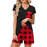 RUMIA Pajamas for Women 2 Piece Cap Sleeve Lounge Short Sets with Pockets (S-3XL)